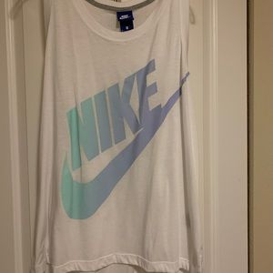 White and blue and purple Nike tank top